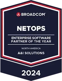 Broadcom 2024 North America NetOps Enterprise Software Partner of the Year badge