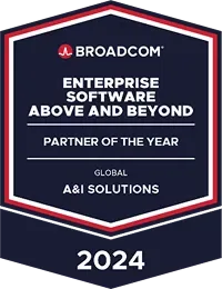 Broadcom 2024 Global Enterprise Software Above and Beyond Partner of the Year badge