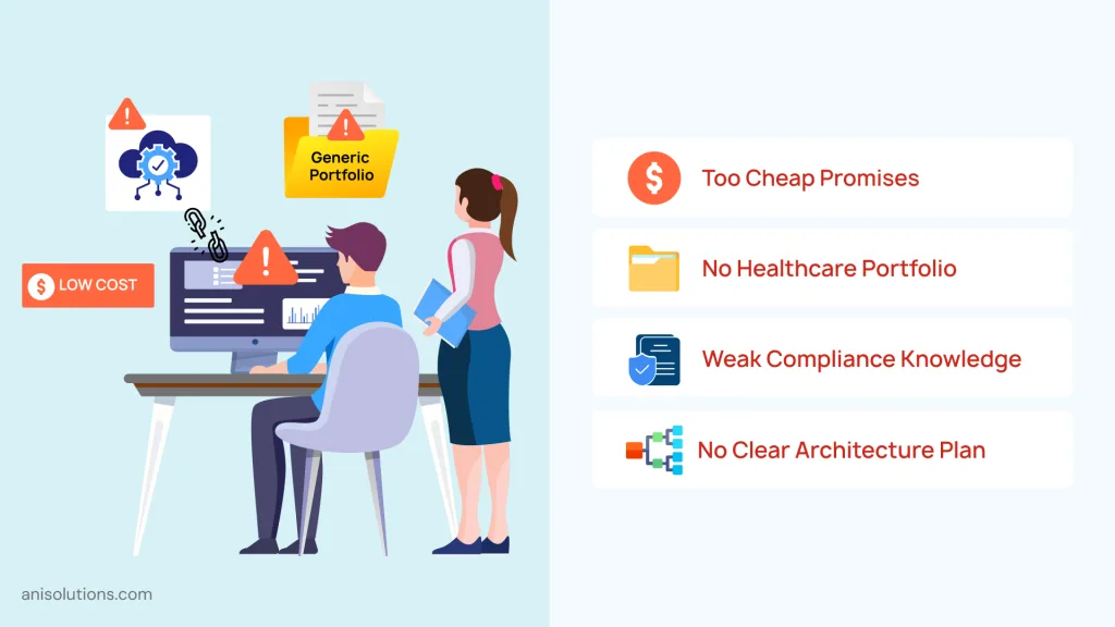 Warning signs when outsourcing EHR development without healthcare domain expertise.