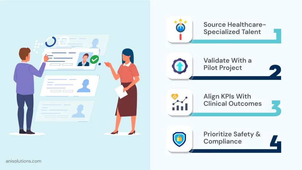 Step-by-step action plan to hire experienced EHR developers with healthcare specialization.